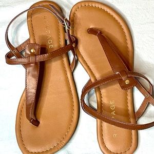Rampage; tan shoe with brown straps